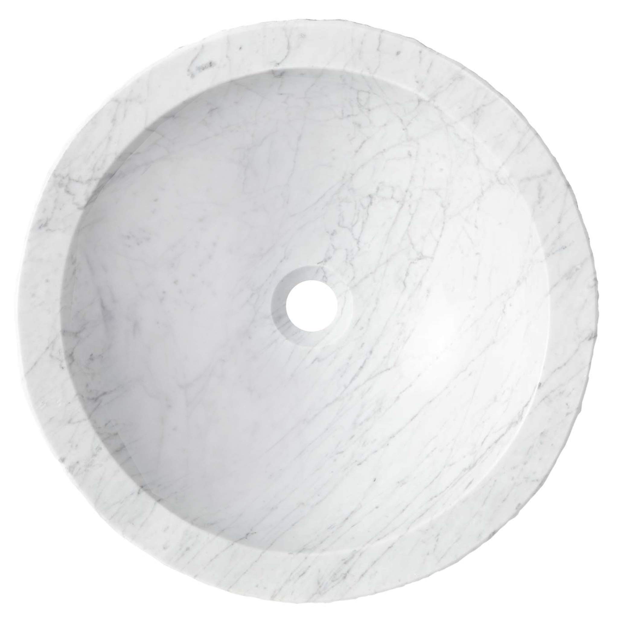 Novatto Carrara Marble Stone Vessel Sink with Chiseled Exterior