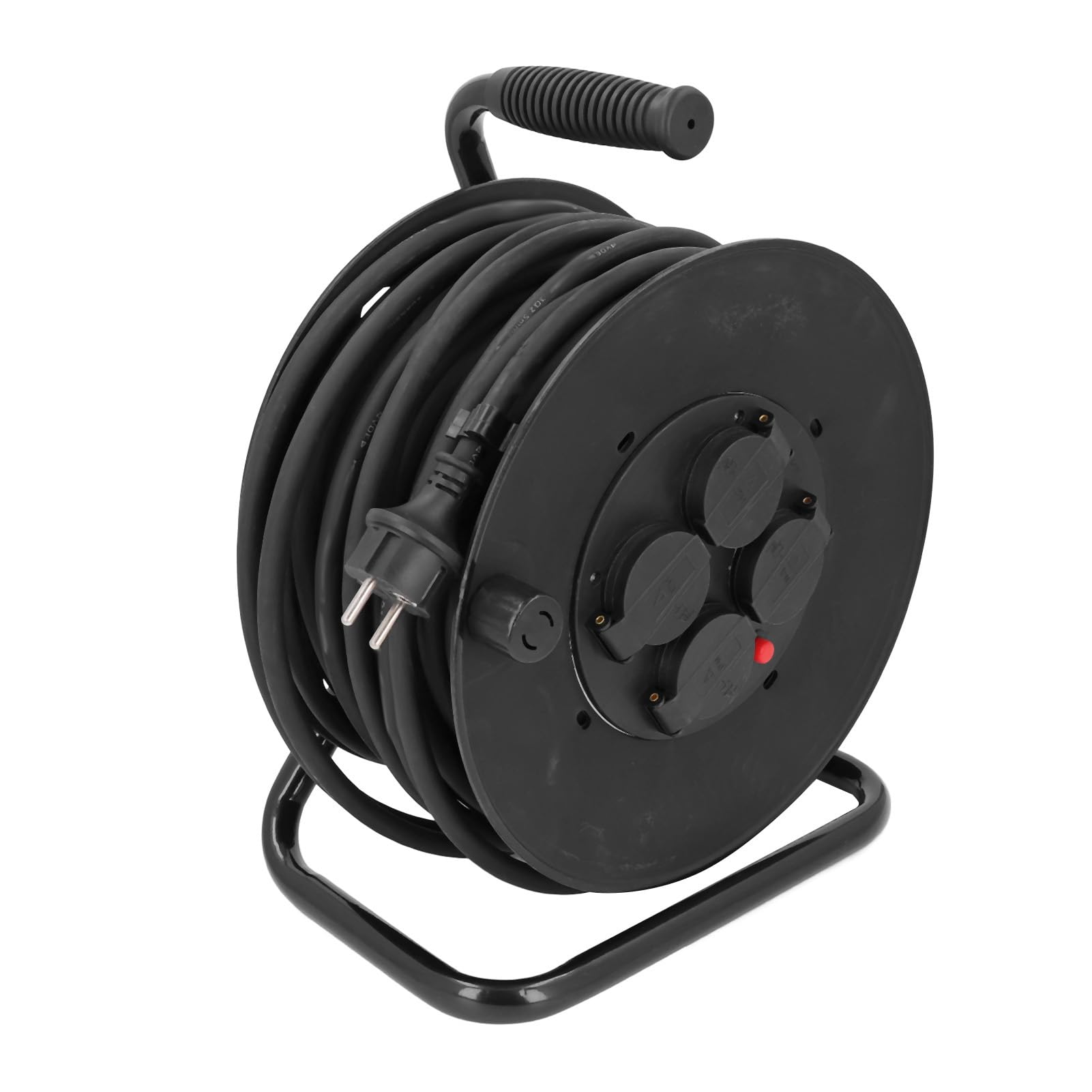 Hyuduo Avvolgicavo Prolunga per Esterni Bobina 35m H05RR F 3G2.5mm² 4 Prese IP44 Acciaio Inossidabile PP Neoprene Rame per Officina da Giardino Uso in Cantiere
