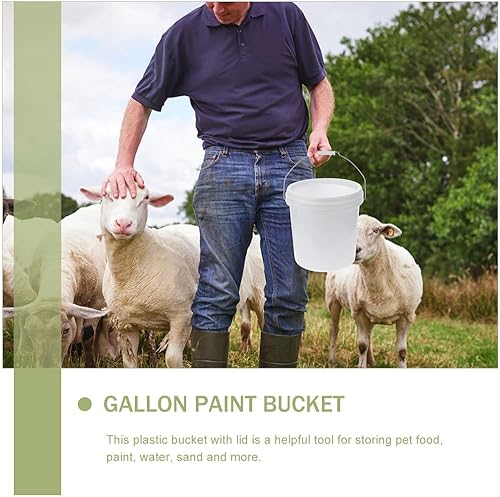 Miniatura 4 de LIFKOME Cubos de plástico blanco, cubo de pintura de 1.5 galones con mango y tapas, cubos de almacenamiento de alimentos, cubo de agua, cubo de