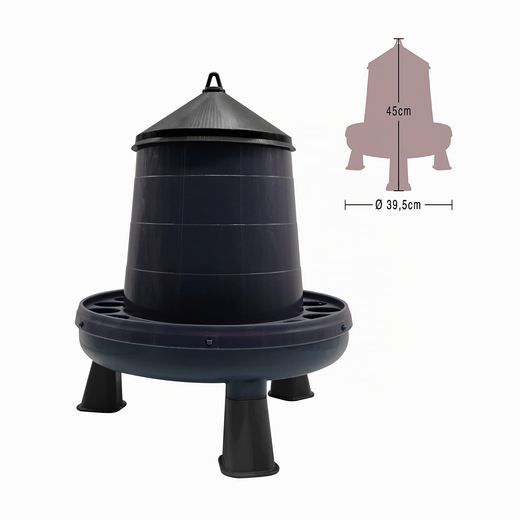 FINCA CASAREJO Pack Mangeoire 8 Kg + Abreuvoir 10 L pour Poules - Mangeoire et Abreuvoir avec Pieds - Plastique Recyclé