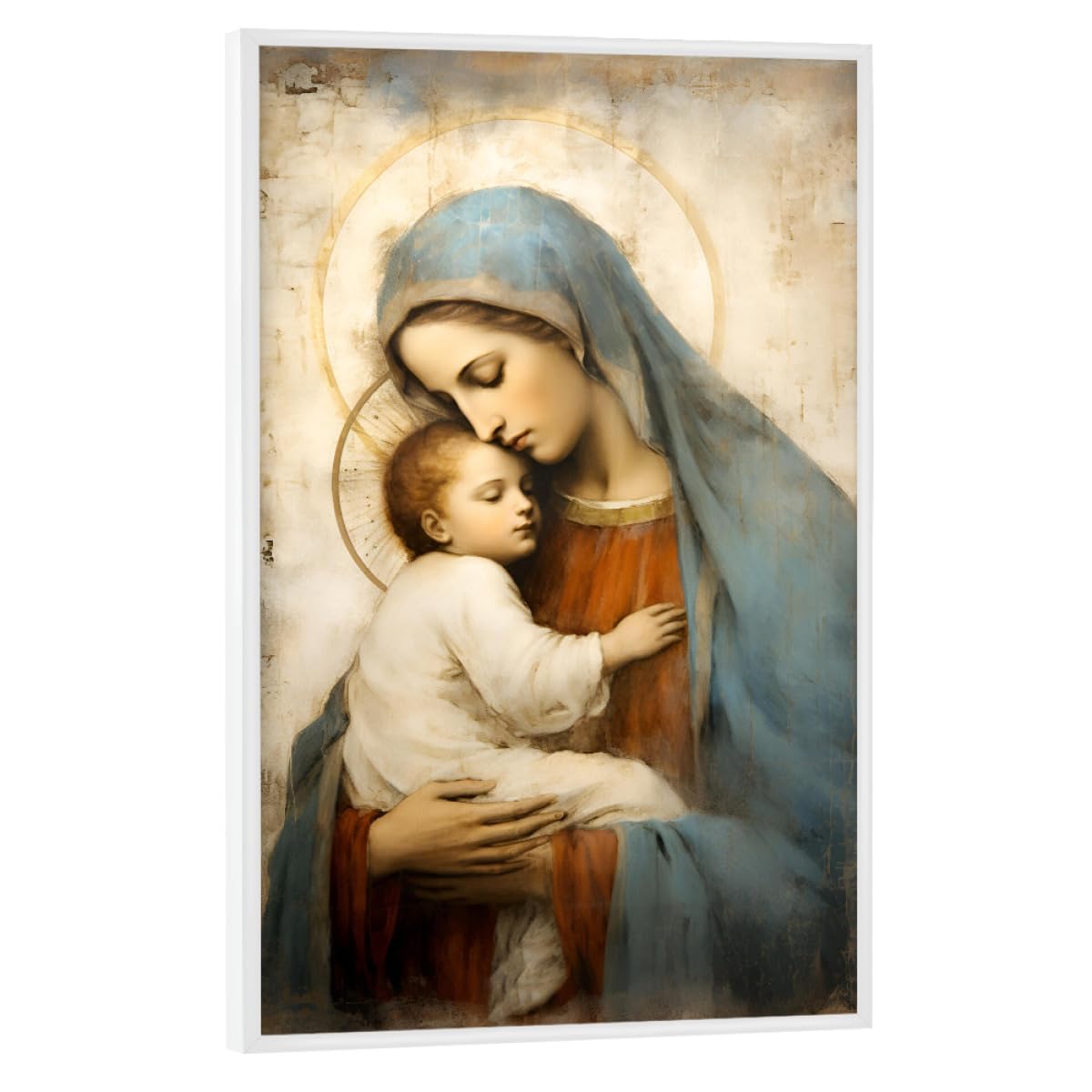 artboxONE Poster mit weißem Rahmen 60x40 cm Abstrakt Jungfrau Maria mit Kind - Bild Bild Maria Fresco