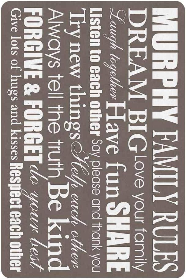 MyPupSocks Personalized Doormat Text Name Family Rules Custom Outdoor/Indoor Funny Doormat Floor Door Mat