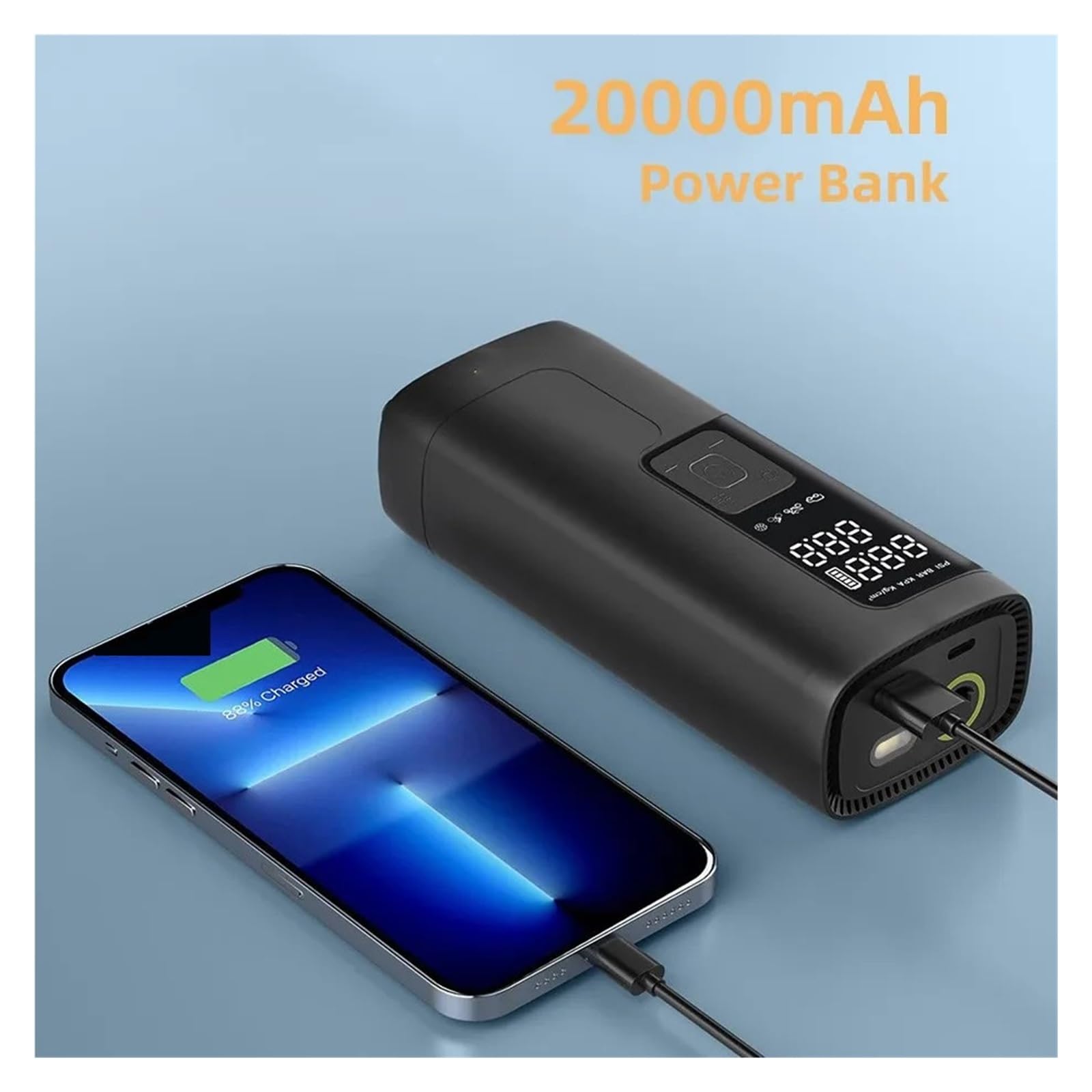 Pompka Do Opon 60L/min Przenośna Pompa Powietrza 20000mAh Kompresor Do Opon Samochodowych 12V Przenośna Sprężarka Powietrza Sprężarka Powietrza Wtryskiwacz Powietrza Inflator Opon