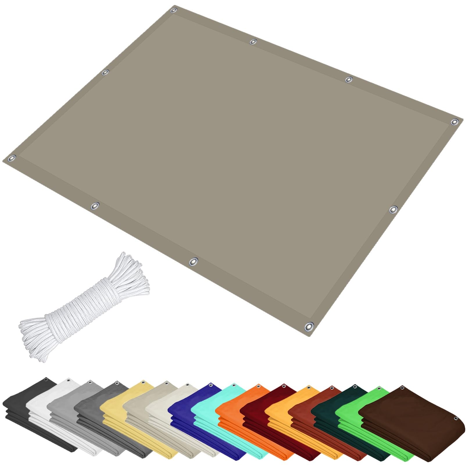 GLDYTVF Outdoor Rectangular Sun Shade Sail 1 x 1.7 m Weatherproof and Water Resistant Canopy for Yard and Lawn UV Protection in Khaki Color