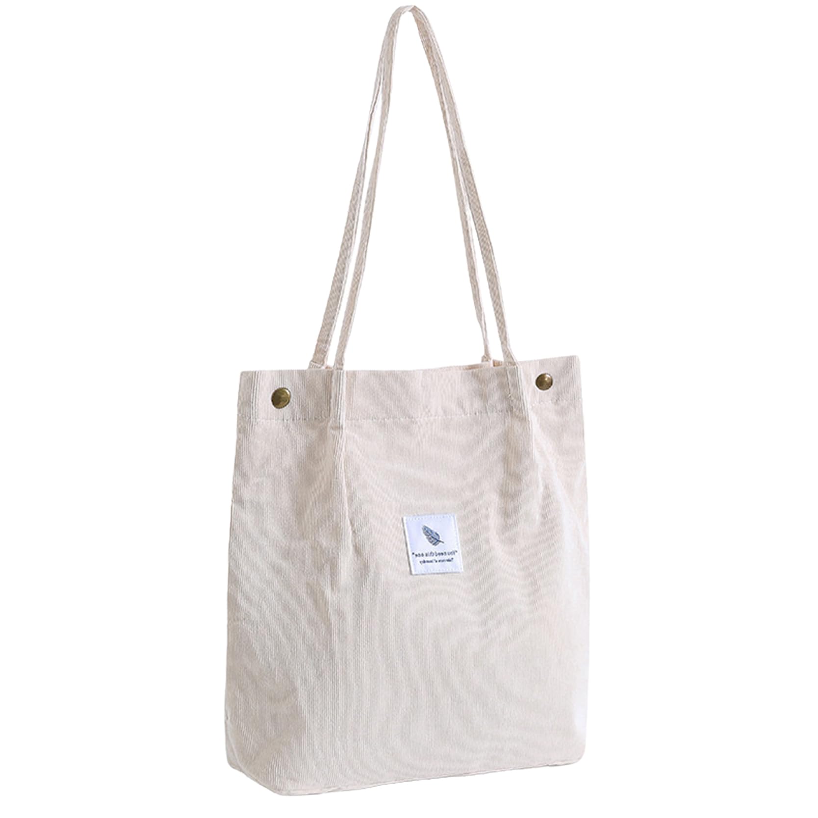 CVANSEN Corduroy Tote Bag for Women Washable Foldable Travel Bag with Inner Pockets for Laptop, Camping, Grocery