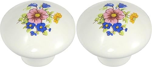 Laurey 1442 Pomo de porcelana de 1 38 pulgadas, diseño de ramo (paquete de 2)