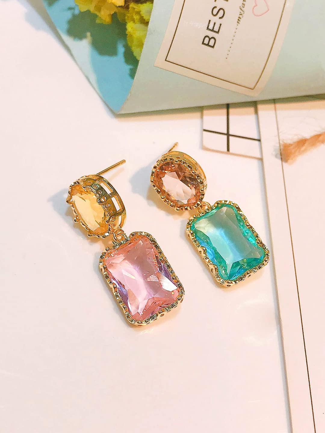 Crystal Drop Earrings Gold-toned Glamour Spark Drop Earrings