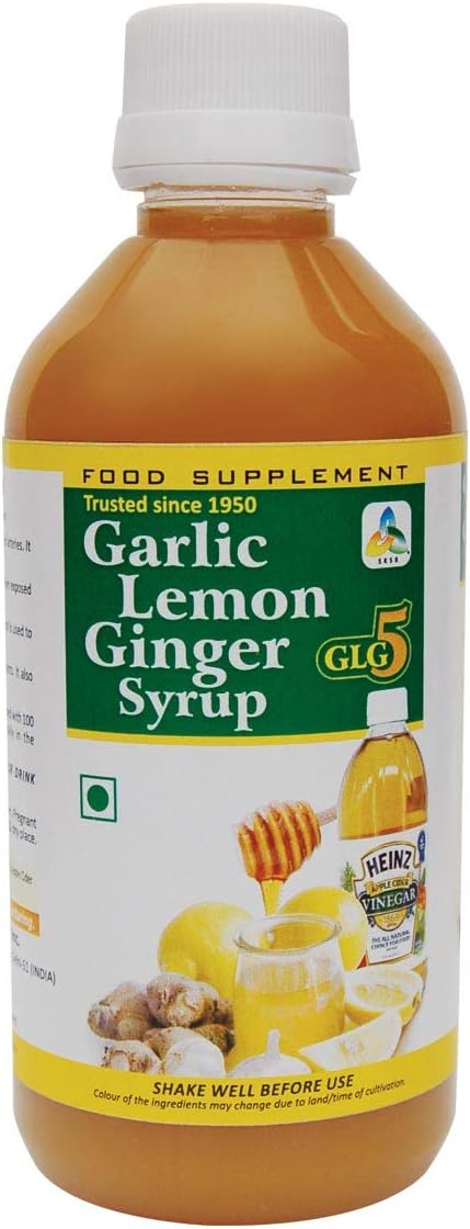 GLG5 - Garlic, Lemon, Ginger, Apple Cider Vinegar, Honey Syrup - Immune Support, Wellness, and Flavorful Health Blend for Your Daily Ritual 225 ml