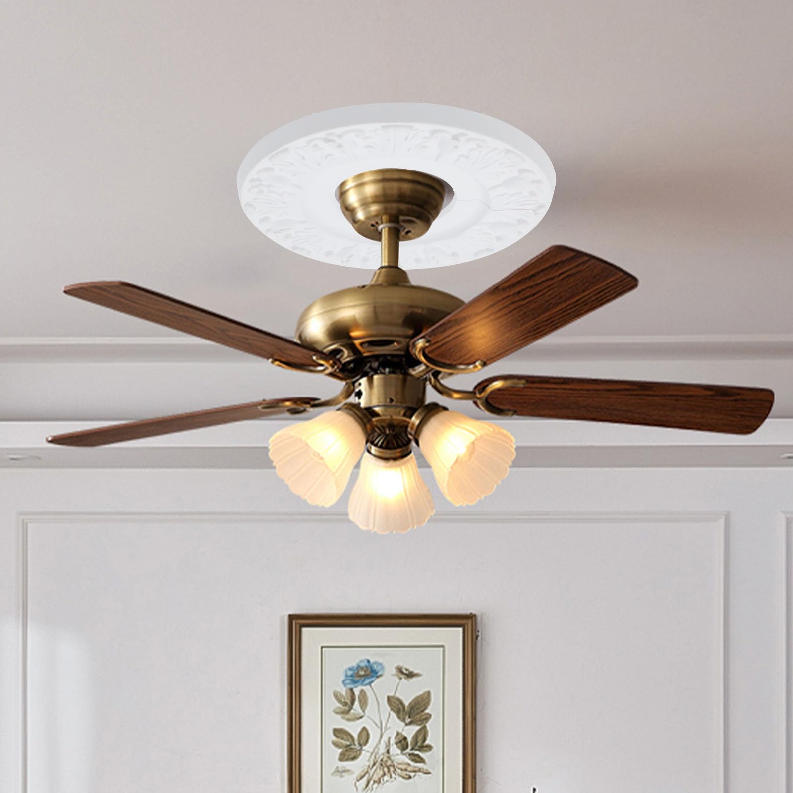 T Tulead 2 Sets Split Decorative Ceiling Medallion, White, 10" OD, 3.93" ID — Amazon image 7
