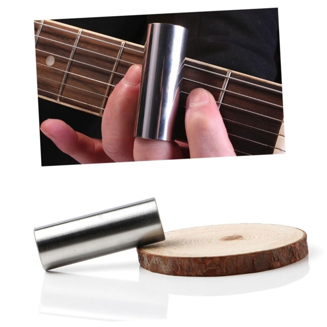 SHOWERORO Tone Bar Guitar Slide Hawaiian Guitar Player Stainless Steel Round Nose Slide