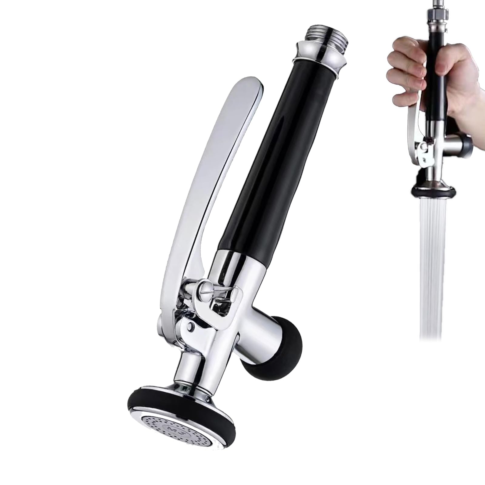 Futchoy G 1/2 Gastro Handbrause Ersatz – Schwarz/silber, 21,3 Cm | Für Küche, Spüle, Geschirr | Mit Keramikventil & Gummidüsen