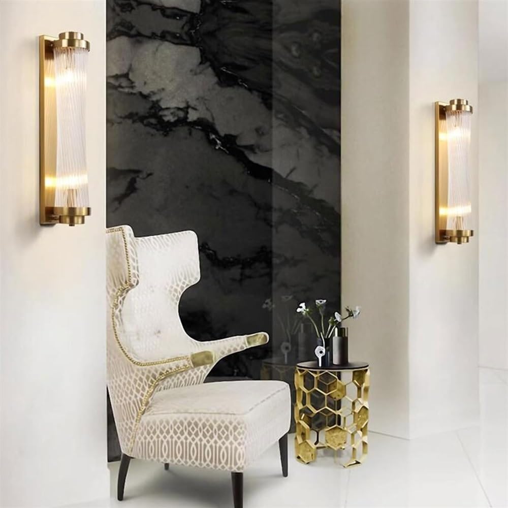 Creative Rotatable Deformation Wall Lamp Clear Ribbed Glass Tube Wall Sconces Vintage Wall Mounted Lighting Fixture for Bathroom Vanity Living Room Bedroom,Black-40cm