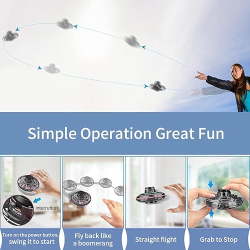 Miniatura 2 de Flying I Fly Spinner, Fidget Spinner Juguetes Voladores, Mini Fly UFO Boomerang Dron controlado a mano, artículos geniales, regalos para niños,