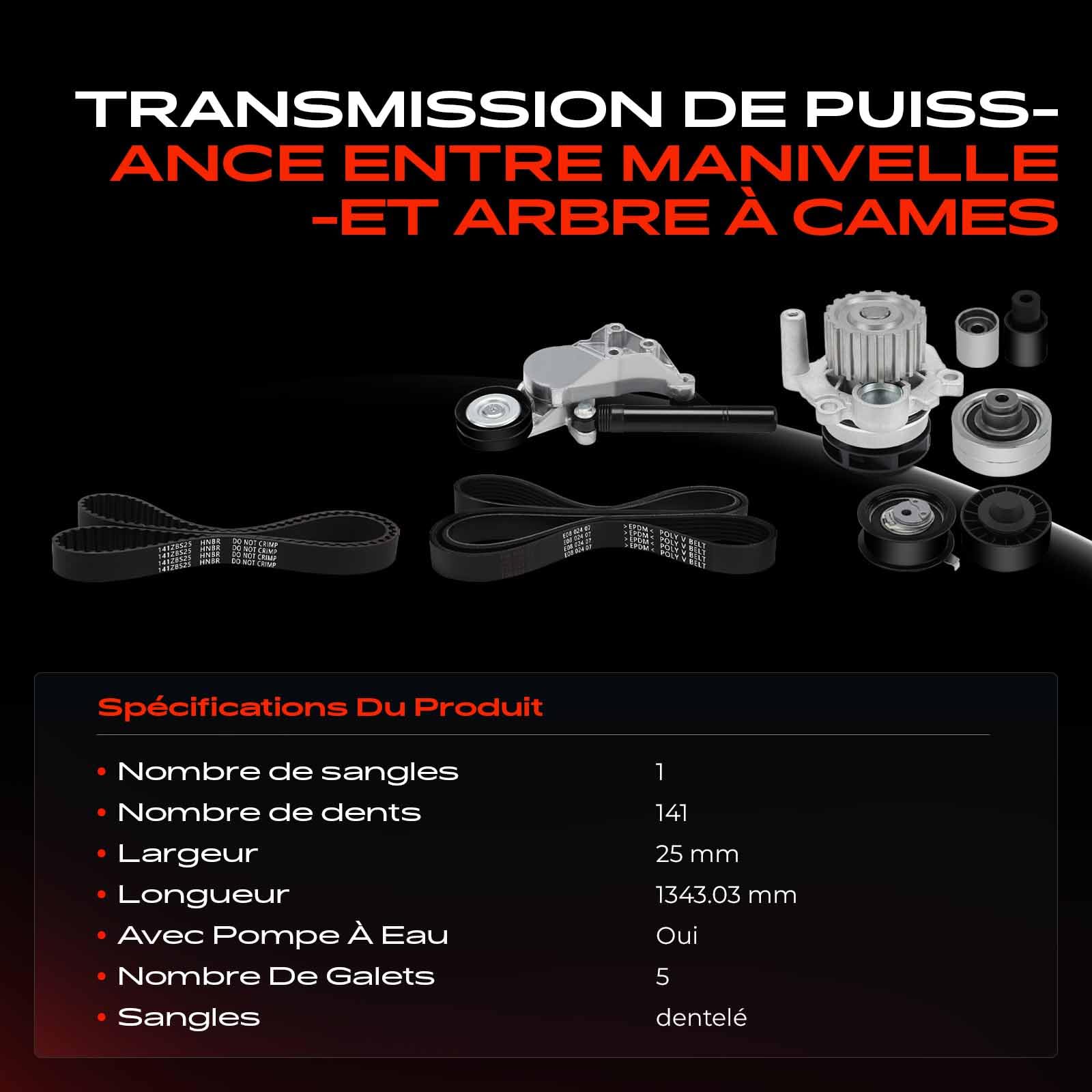 Frankberg Kit de courroie de distribution avec pompe à eau 38192MK1