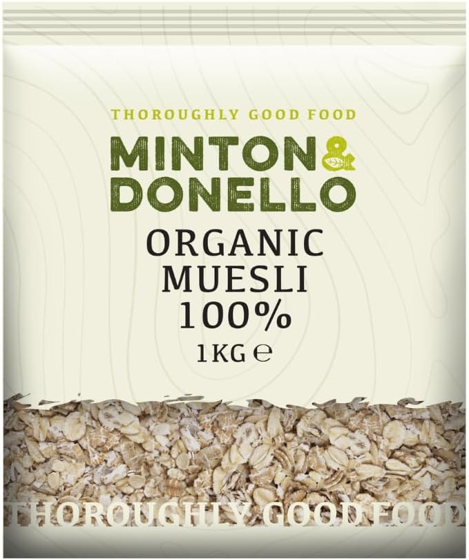 Minton & Donello Organic Muesli 6 x 1Kg (6Kg) – 100% Organic, High Fibre, Protein-Rich, Omega-3, Antioxidant-Rich