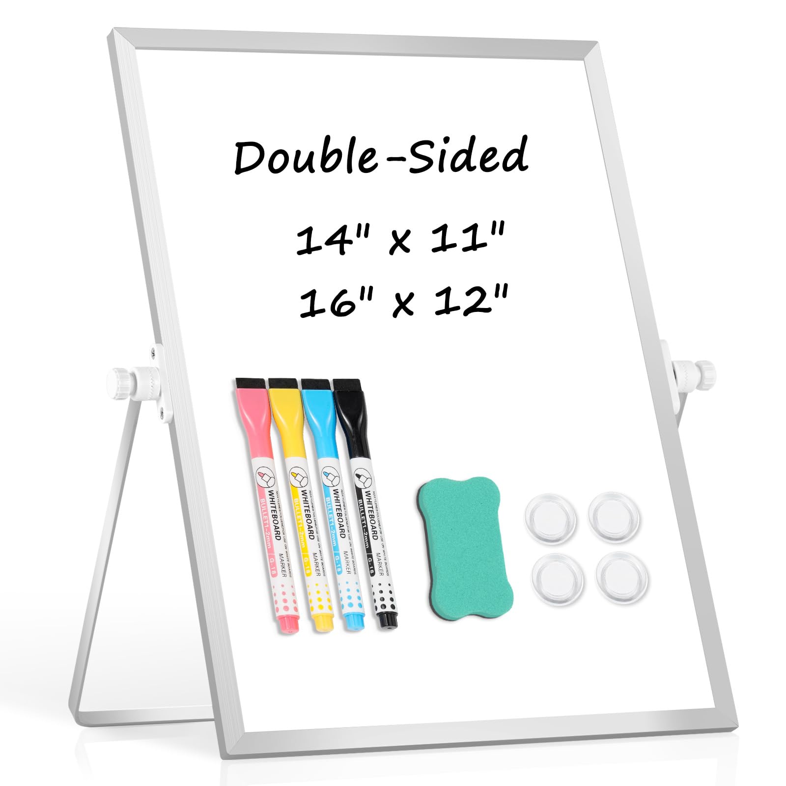 AMUSIGHT Dry Erase Magnetic White Board, 12" x 16" Double-Sided Desktop Whiteboard with Stand, Portable Small Whiteboard Set for Drawing, Office, Home, School