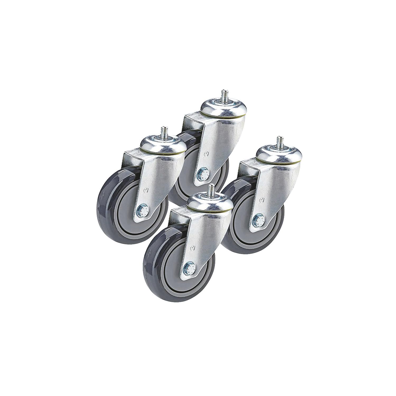 Gummireifen thermoplastisch | Set-Angebot | 4 x Lenkrolle mit Gewindestift | Rad-Ø x Breite 125 x 32 mm