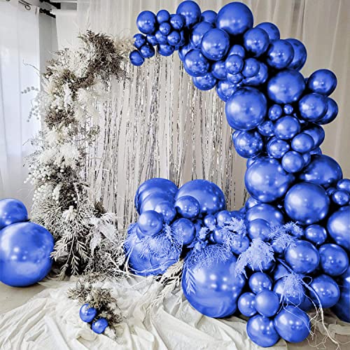 Image of ITAF 50 Pcs Blue Metallic Chrome Balloons with Shiny Surface For Birthdays /Anniversary /Engagement /Baby Shower /bachelorette Party Decorations