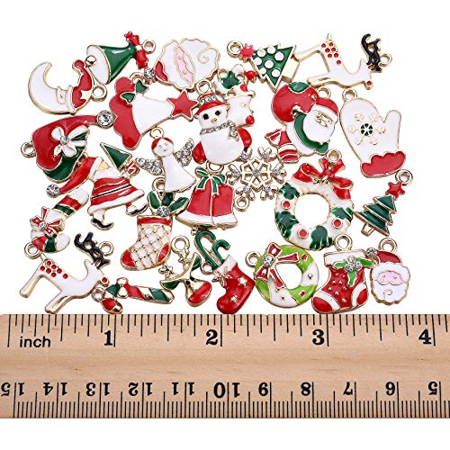 50Pcs Assorted Gold Plated Enamel Christmas Charm Pendant For Necklace Bracelet Earring Diy Jewelry Making And Crafting #TOP2