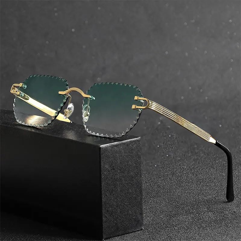 Luxury Rimless Sunglasses – Unisex Diamond Edge Cut – Fashion Gradient Design for Daily Style & Modern Look3