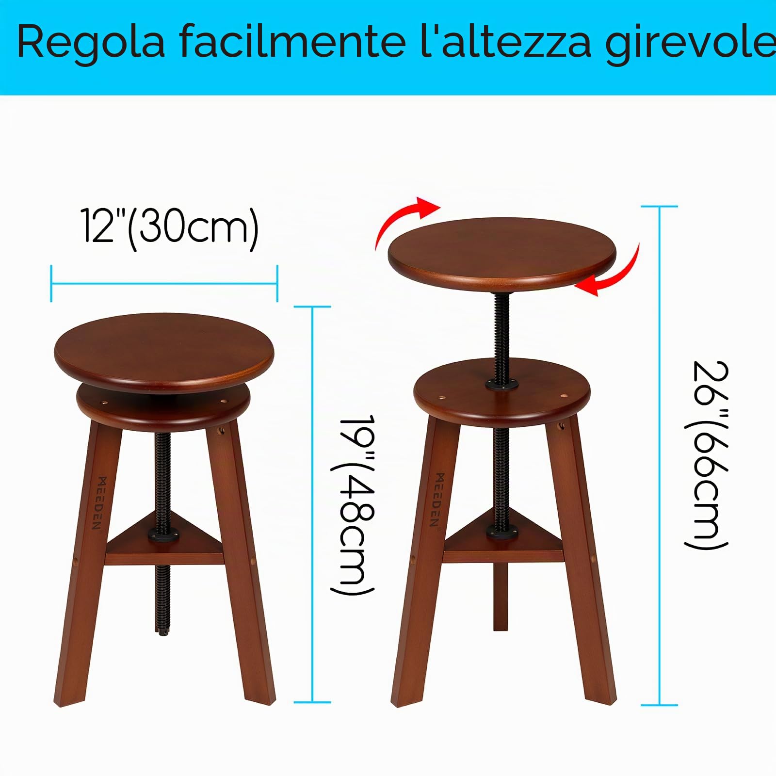 MEEDEN Sgabello da Disegno in Legno con Altezza Regolabile,Artisti Sgabello,Sgabello da Studio Ufficio,Fino a 220 Libbre,Legno di Faggio Tedesco,Perfetto per Studio di Artisti,Uso domestico,Cucina,Bar