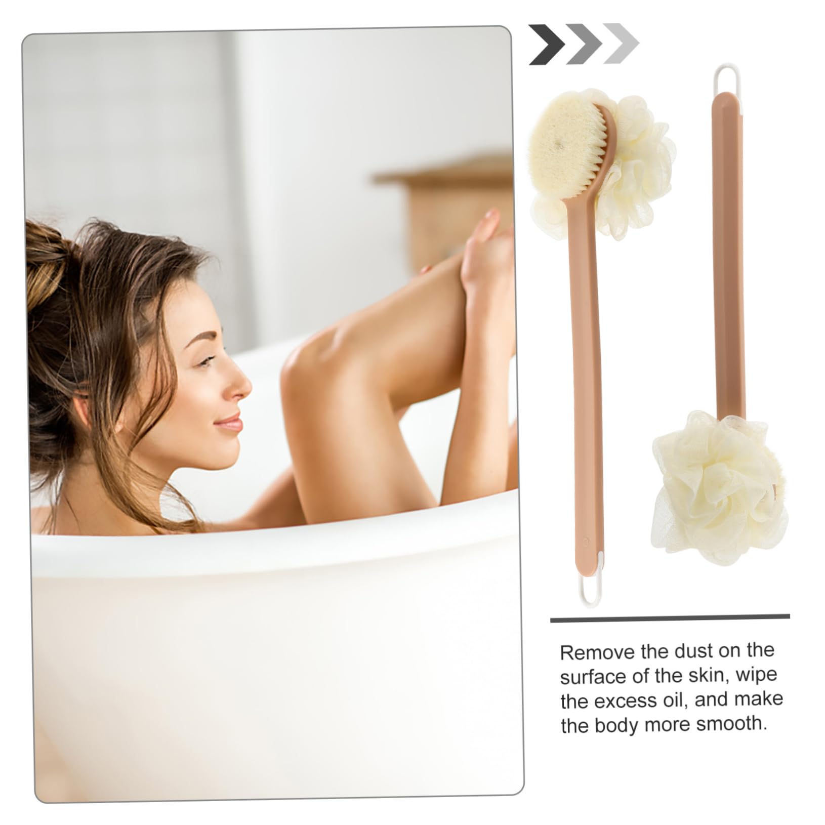 Healvian 2 Pezzi Spazzola Ergonomica con Manico per Vasca da Bagno Esfoliante per Il Corpo Spa in Rete