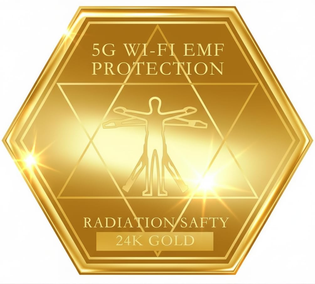 AlphaDesignLuxe 24K Gold Protection Stickers 6-Pack – Luxury Wellness Tags for Smartphones, Tablets & Laptops – Decorative Device Support Stickers