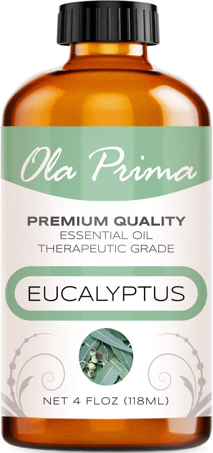 Ola Prima Eucalyptus Essential Oil Therapeutic Grade for Aromatherapy, Diffuser, Hydrates Skin, Soothes Dry, Dropper – 4 fl oz
