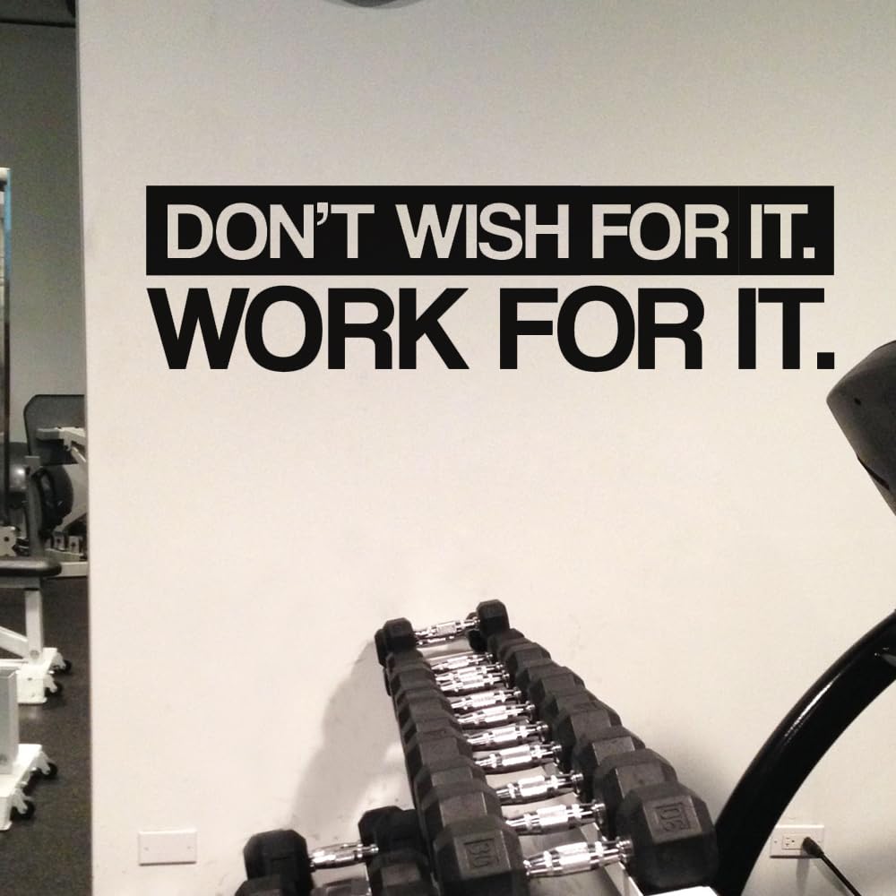 Inspirational Quotes Wall Decals,Office Vinyl Art Decor Gym Wall Sticker,Don't Wish for It, Work for It