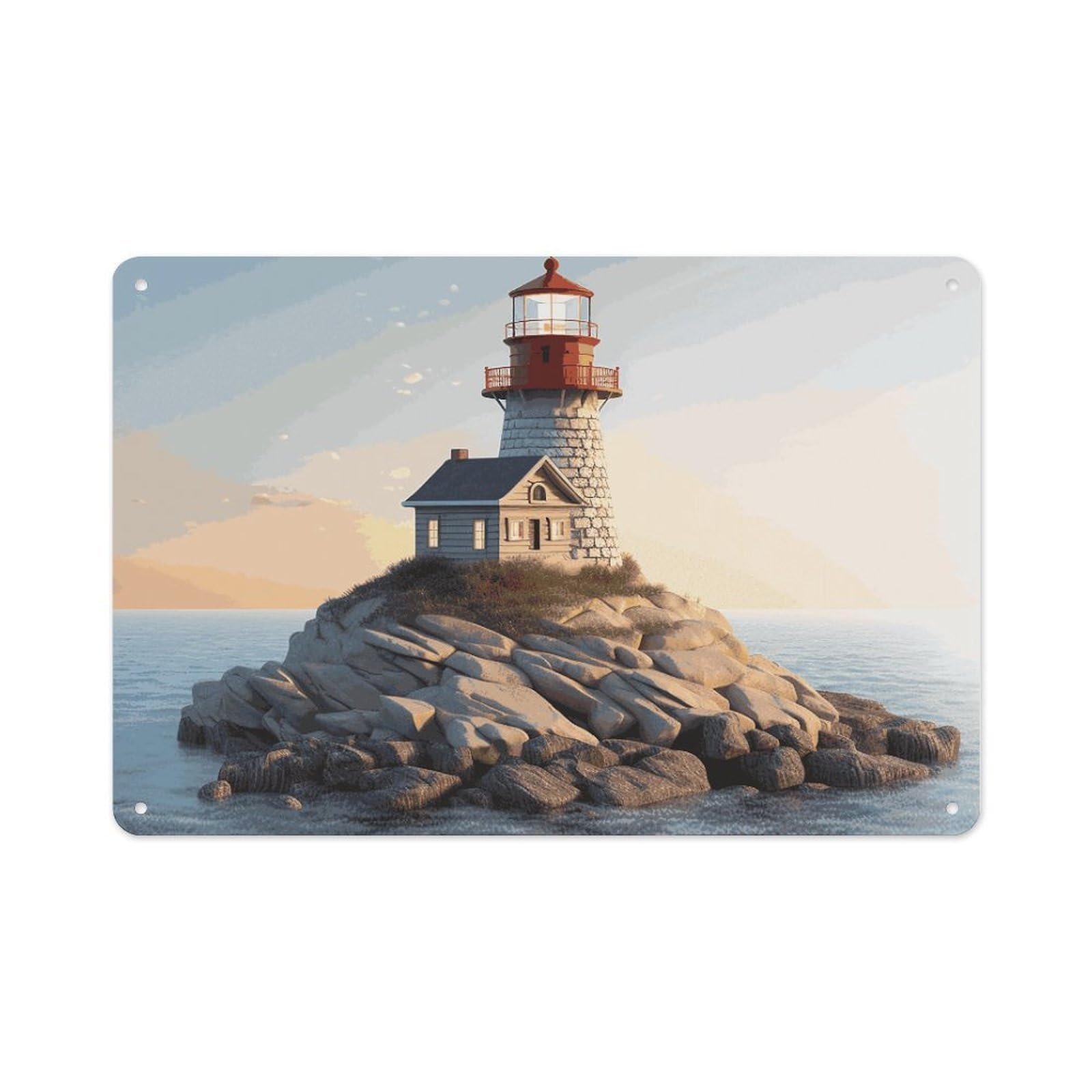 Btcowzrv Style 3D Seaside Lighthouse Metal Sign 7.9 X 11.8 Inch, Aluminum Sign Wall Art Decor Easy To Install, Decorative Plaque For Home Bar Kitchen Pub Shop Garage