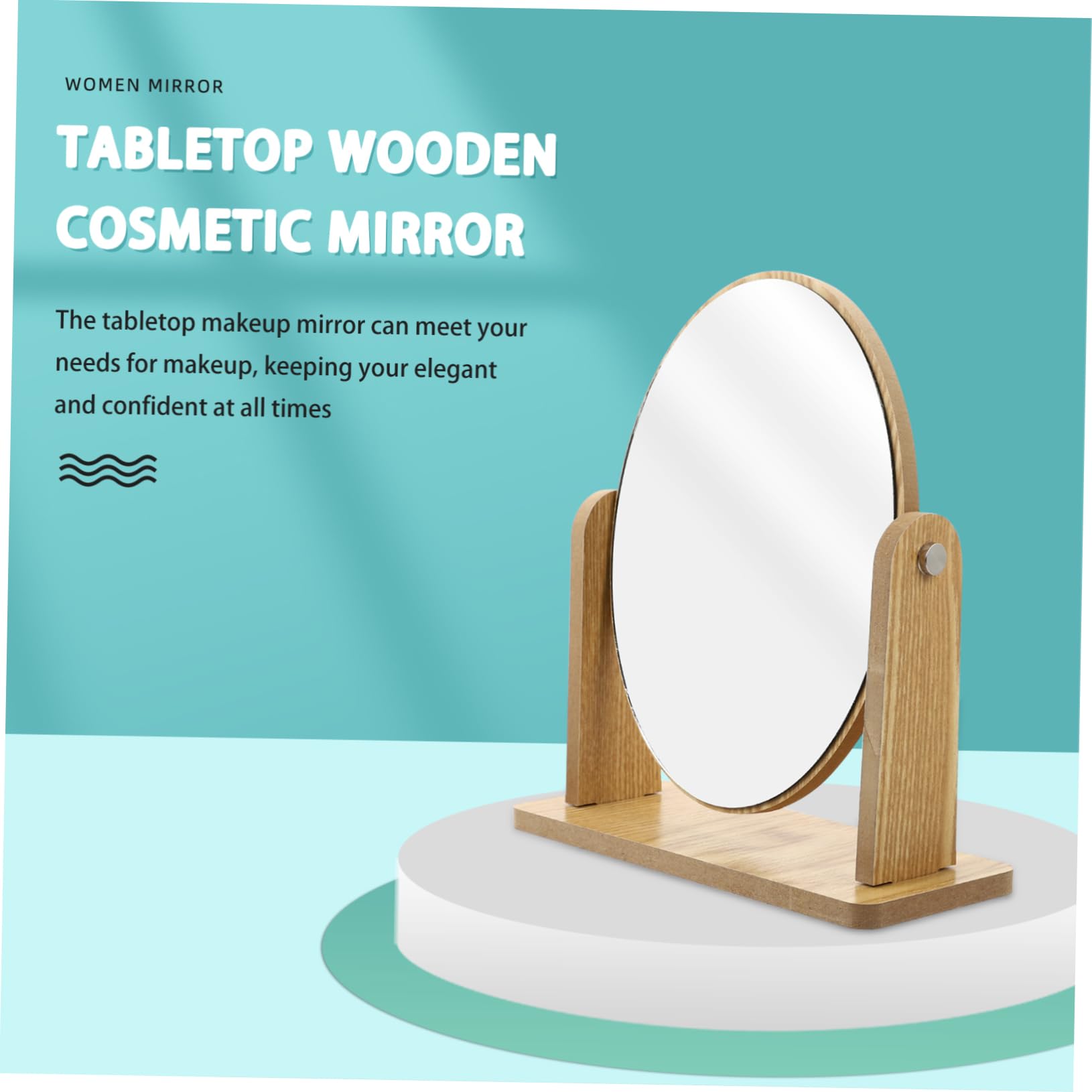 Specchio Da Scrivania in Legno Ovale Girevole Per Trucco Supporto, Specchio Cosmetico Da Tavolo Per Cura Della Pelle, Accessorio Per Donne e Viaggiatori