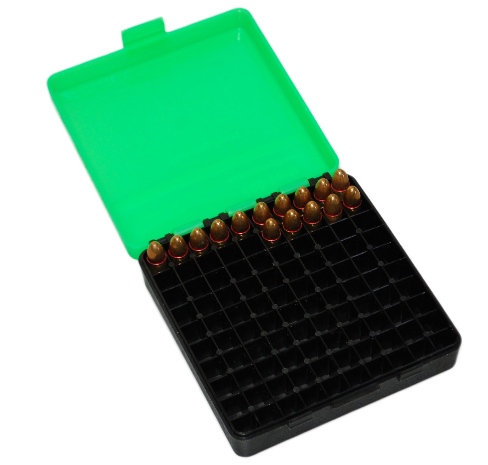 9 mm Patronenbox /.380 Auto Ammo Box für 100 Patronen Patronen Box für Wiederlader ... (Grün) von X-Targets