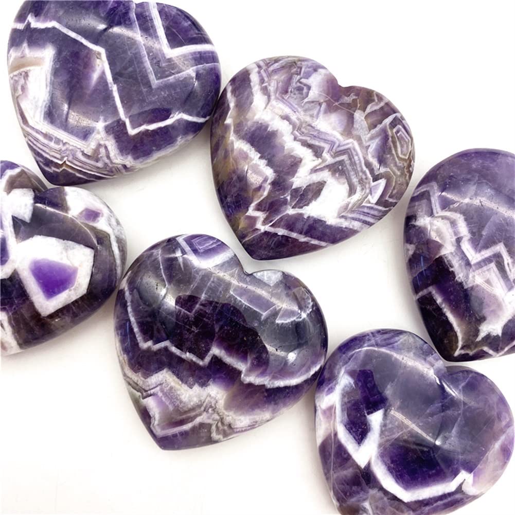 Haussammlung 1 Packung natürlicher Fantasie-Amethyst-Herzstein, Kristall, handgeschnitzte Palmherz-Edelsteine, wunderschöner Kristall,
