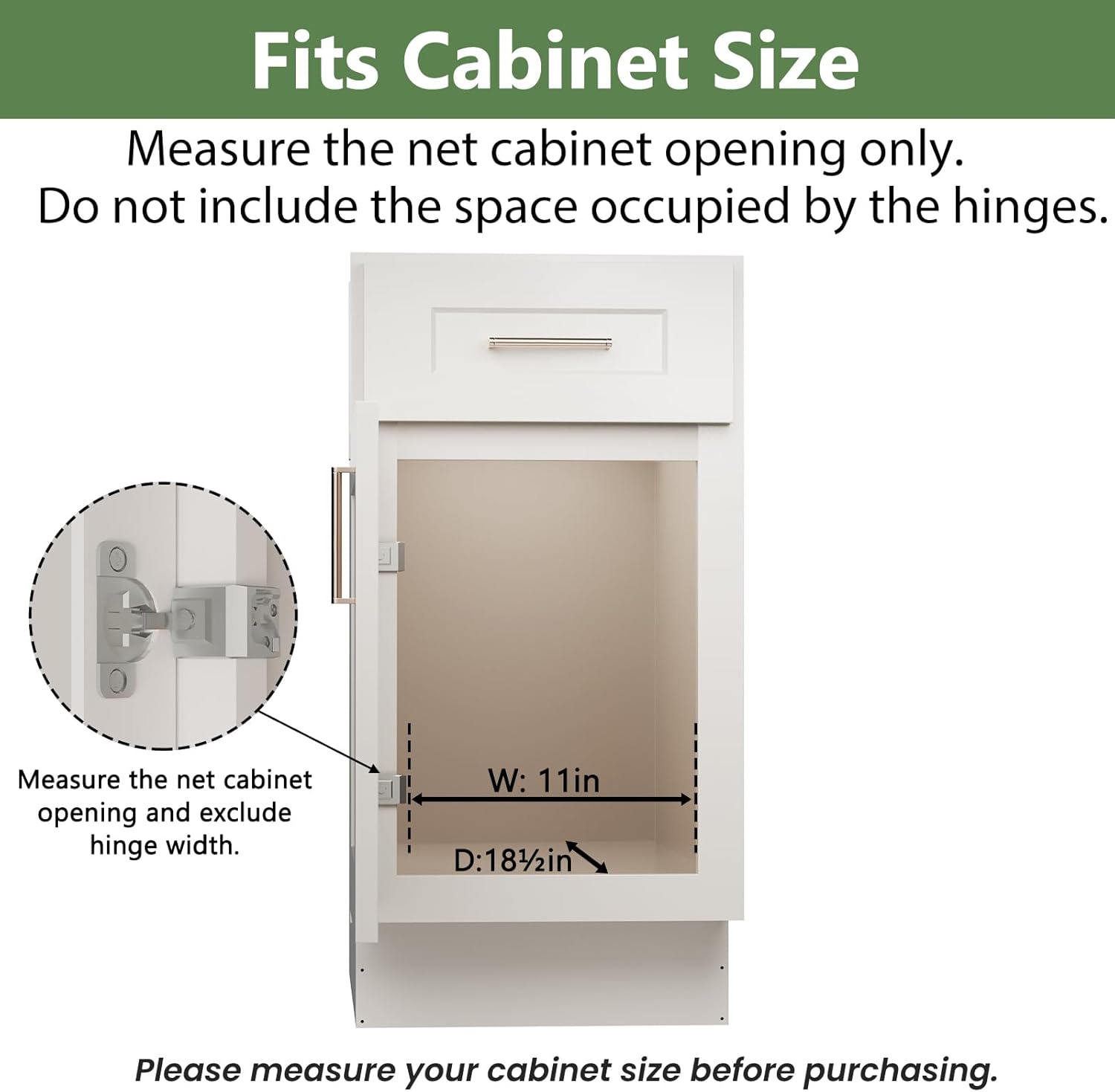 Pull Out Cabinet Organizer 10½" W x 18" D, Heavy Duty Cabinet Pull Out Shelves, Slide Out Drawers Organization for Kitchen Cabinets Bathroom