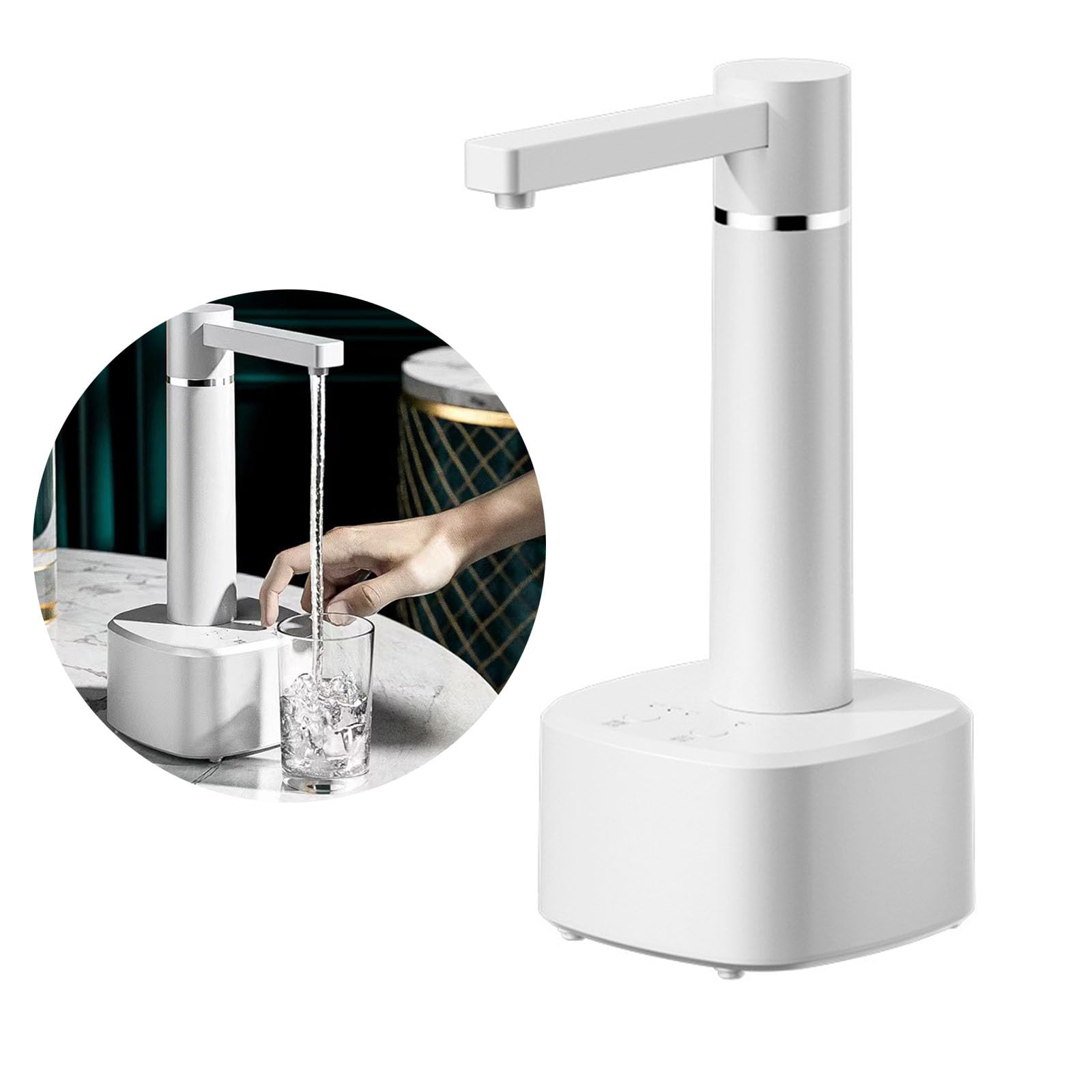 JzcsdkSIL Bucket Table Dualpurpose Electric Water Dispenser Multifunctional Water Pressure Device Rechargeable Water for Home Water Dispenser, Black