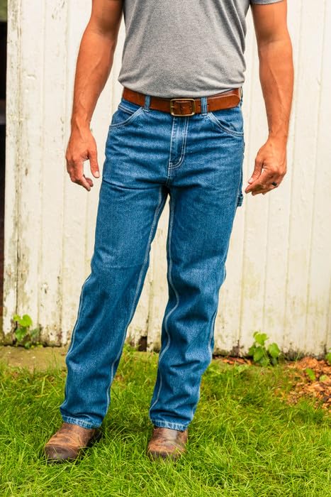 12oz Ringspun Cotton Work Jeans for Men - Traditional Fit Denim Dungarees with Triple Stitched Reinforced Pockets4