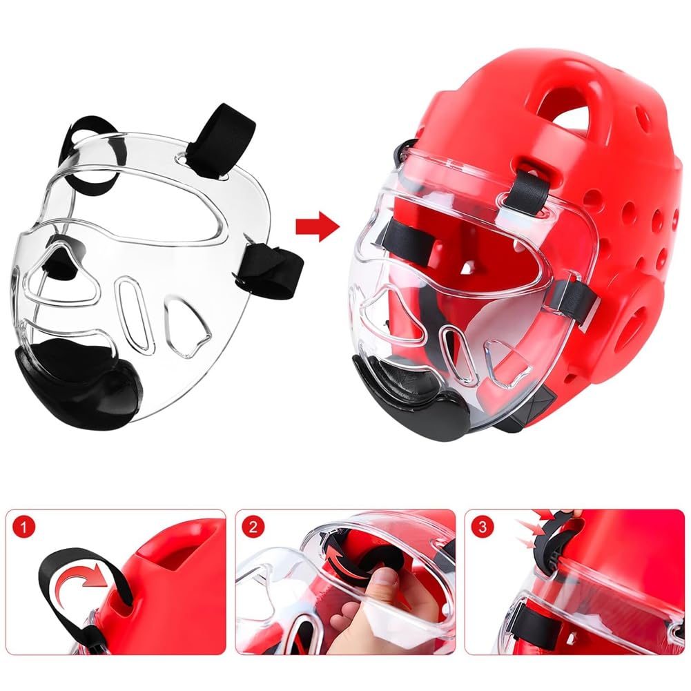 TKOWTB Taekwondo Face Mask Taekwondo Clear Detachable Protector Protective Mask for Sports Boxing Taekwondo Children