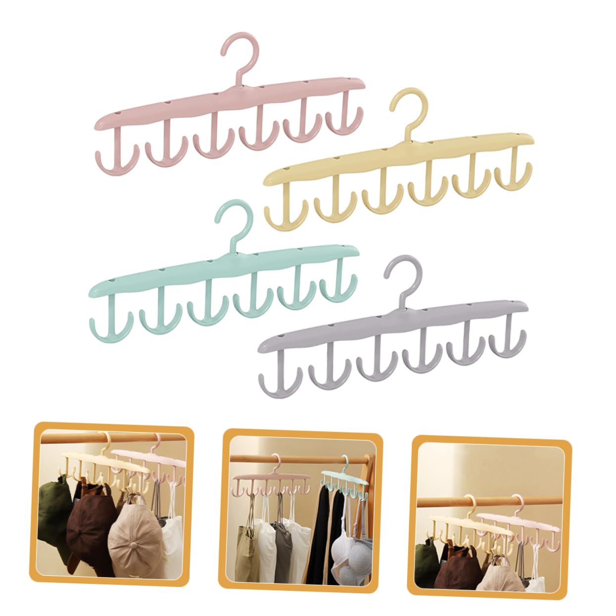 SOLUSTRE 4pcs Multi Functional Belt Hanger Organizer Stylish Space Saving Hook for Closet for Ties Scarves and Belts Compact Design for Efficient Closet Storage