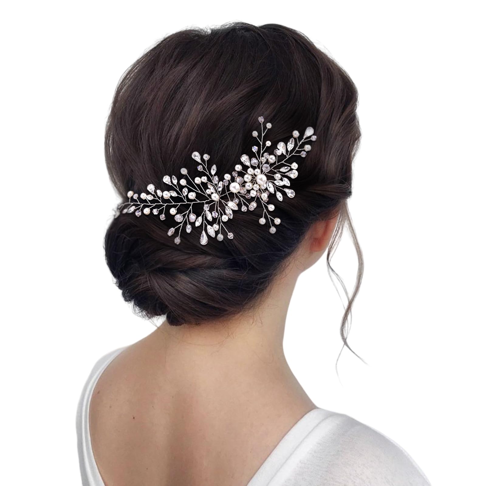 Elegante accesorio para el pelo de novia con perlas y diamantes de imitación, para bodas, fiestas y eventos