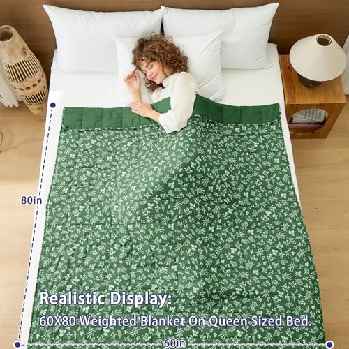 Image of yescool Weighted Blanket for Adults (20 lbs, 60 inch x 80 inch, Forest) Cooling Heavy Blanket for Sleeping Perfect for 190-210 lbs, Queen Size Breathable Blanket with Premium Glass Bead, Machine Washable