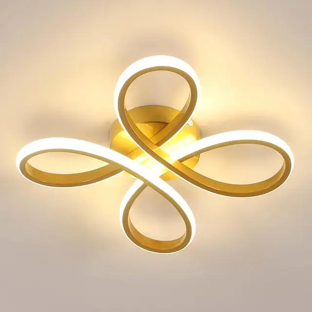 Plafoniera LED Ceiling Light - Creative Flower Design, 30W, Gold, for Bedroom & Living Room