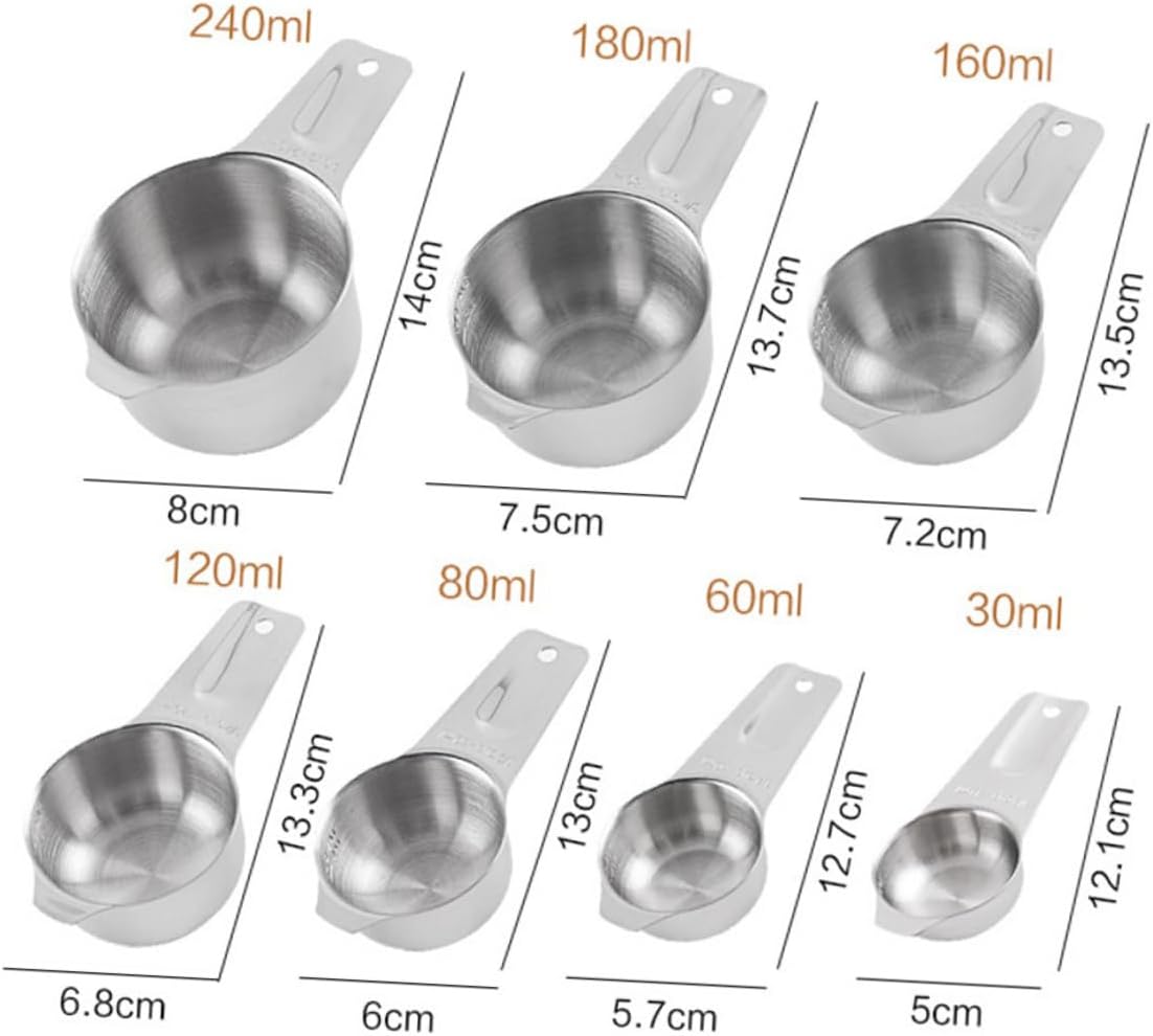 Cabilock 7pcs Stainless Steel Measuring Spoons Set with Markings for Precise Baking and Cooking Space-saving Design for Kitchen Use