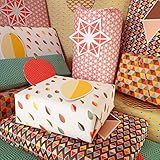 Bright Stem - Geschenkpapier gefaltet (6) Blätter und Tags Geometrische Muster Mixed Pack