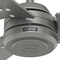 Vista 8 de Hunter 52 inch Outdoor or Indoor Ceiling Fan No Light - Silver Ceiling Fan without Light, For Patio, Porch, Garage, or Living Room, Standard Mount