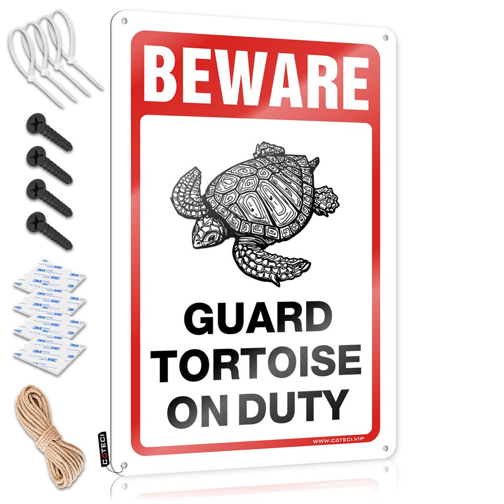 IBWNBBUSN Funny Room Signs Beware! Guard Tortoise On Duty Sign Man Cave Decor And Accessories Coffee Sign Decor(20X30CM)