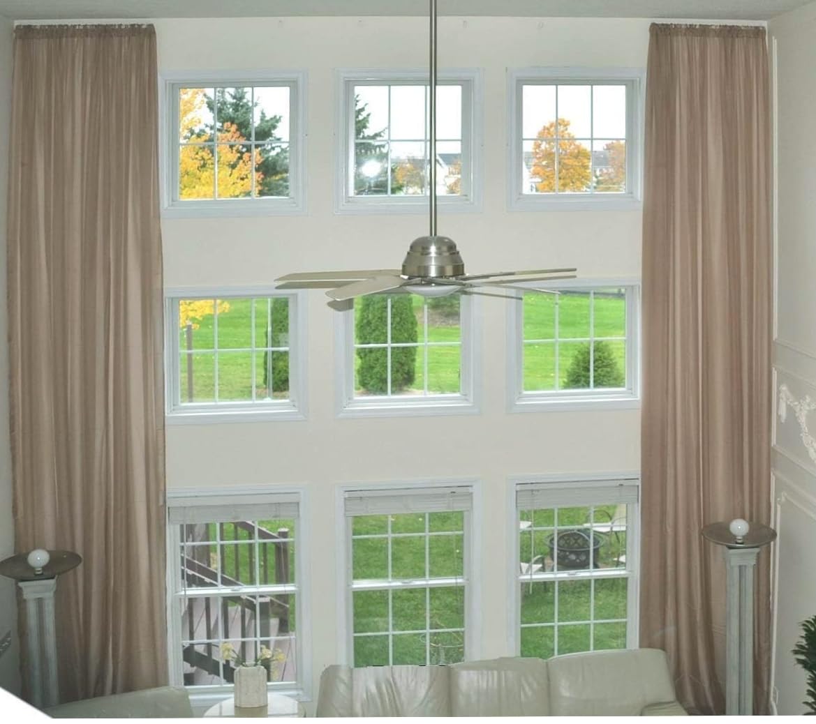 Ikiriska Extra Long Sheer Voile Curtain Sheer Voile with Pocket top (1 Panel) Custom Made (Taupe, 19 ft)