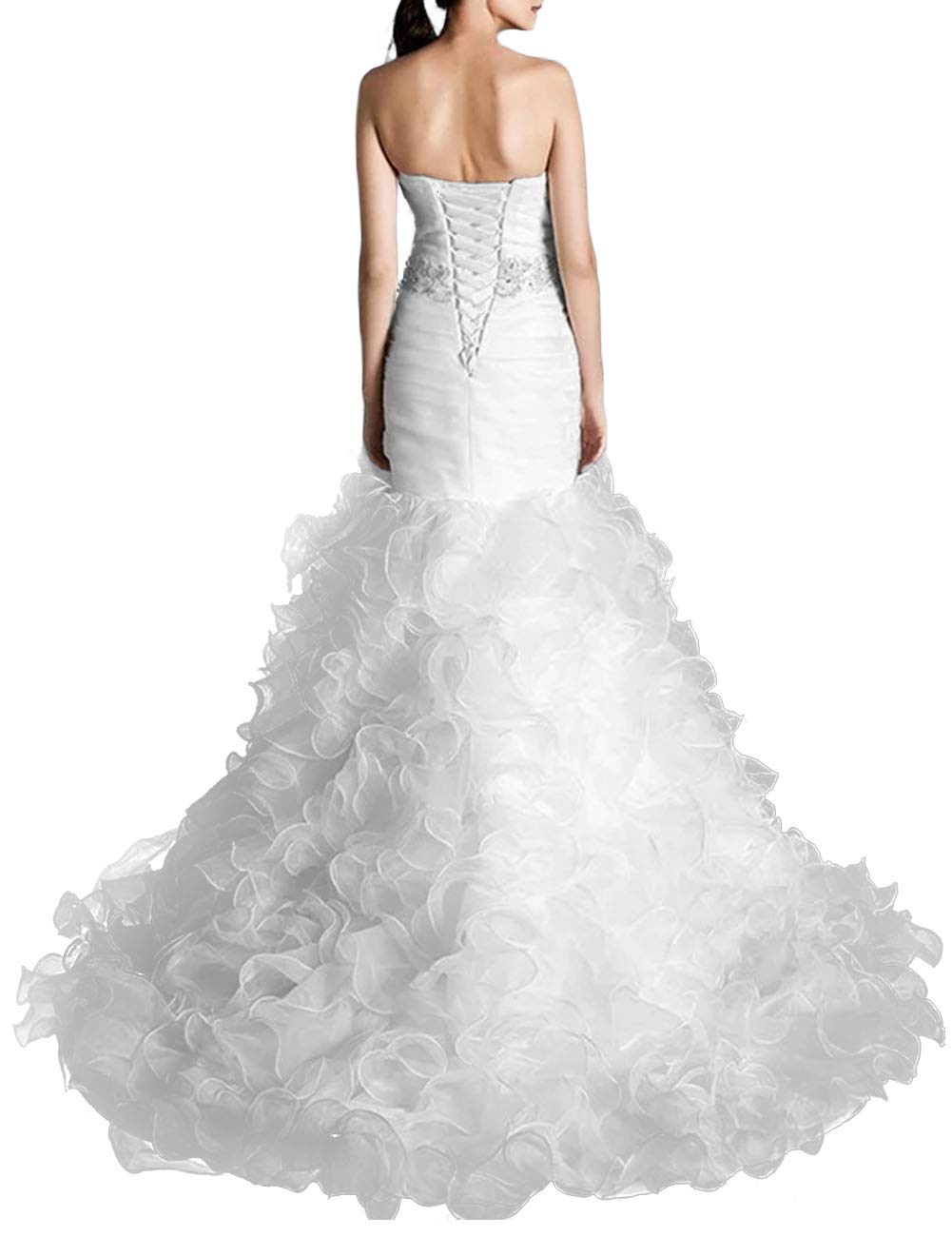 Senza Spalline Backless Abiti da Damigella d'Onore con Treno, Bianco, 38
