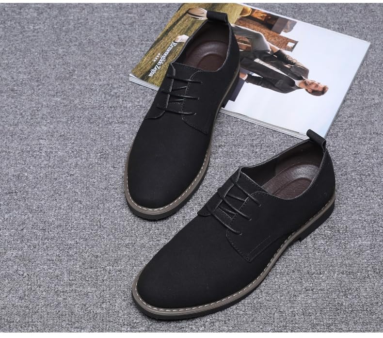 Men's Suede Oxford Dress Shoes Classic Pointed Comfortable Business Casual Lace-Up Non-Slip Shoes3