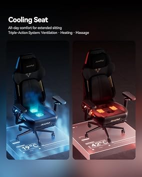 AutoFull M6 Ergonomic Gaming Chair with 3rd-Gen Dynamic Lumbar Support, Lumbar & Leg Massage, Ventilated & Heated Seat, 360 Mechanical Armrests, Retractable Footrest-Matte Black