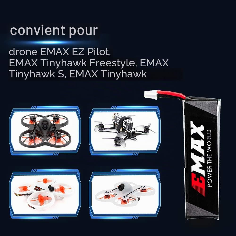 Goolsky Compatible avec drone pilote EMAX EMAX Tinyhawk Freestyle EMAX Tinyhawk S EMAX Tinyhawk S EMAX Tinyhawk 4,35 V 450 mAh Lipobatterie